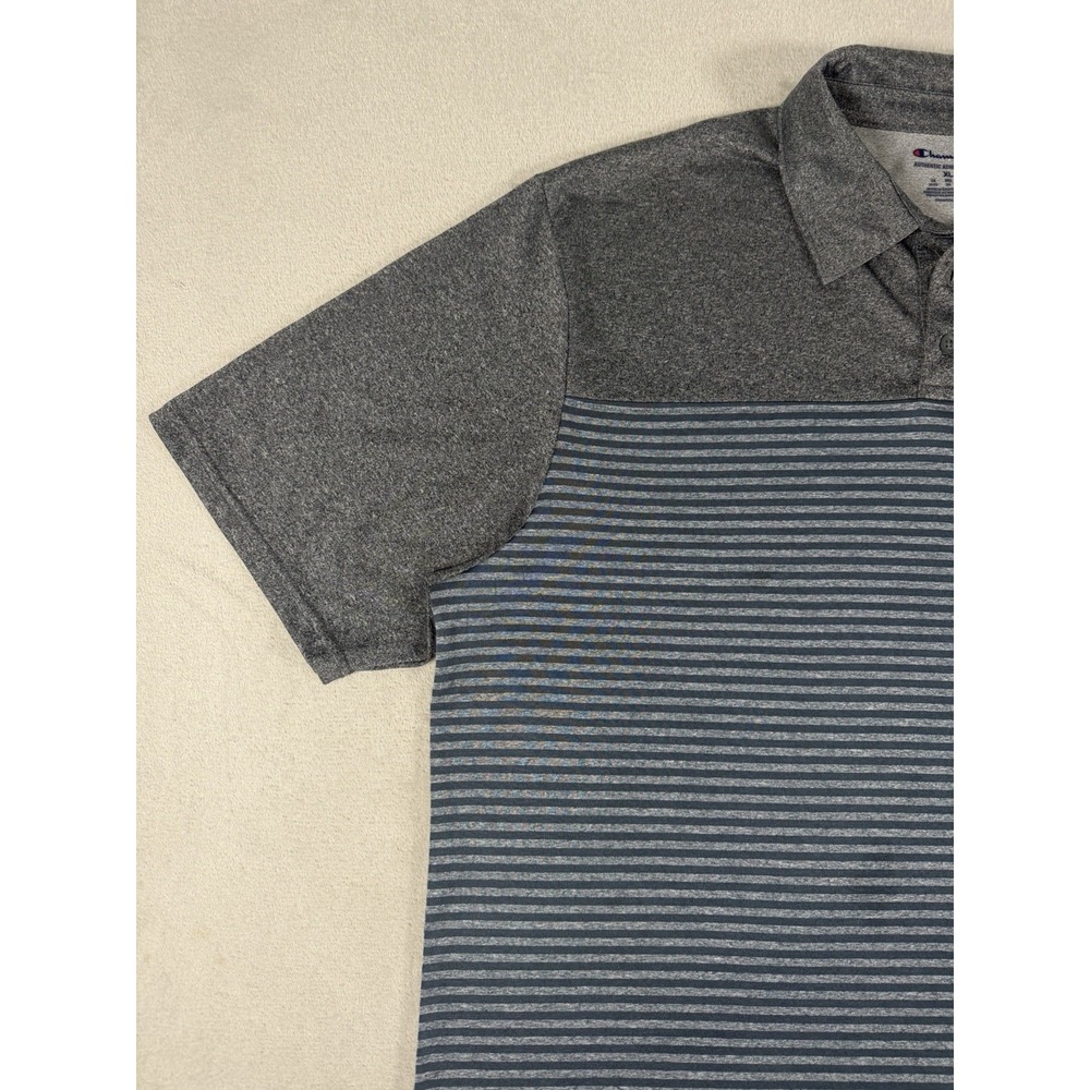 Champion Texas A&M Aggies Polo Shirt Mens XL Gray Striped Performance Golf - Picture 4 of 15